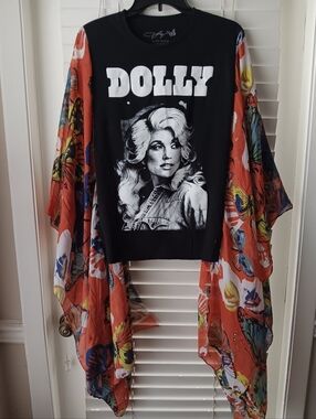 Upcycled DOLLY Graphic Tee Poncho